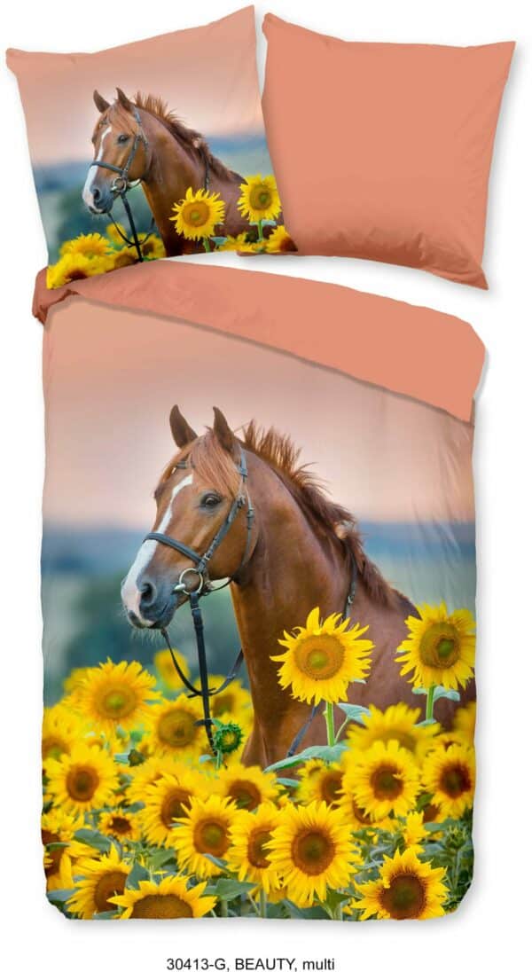 good morning Kinderbettwäsche "Beauty Horse Sunflower"