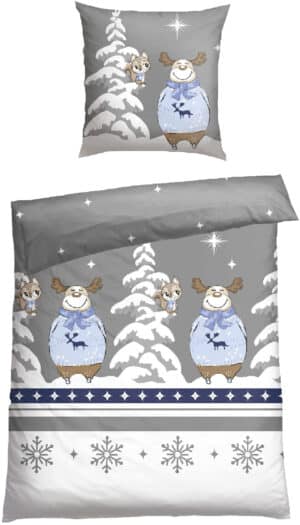 Schiesser Bettwäsche "Kitta aus weicher Baumwolle mit coolem Winter-Print"