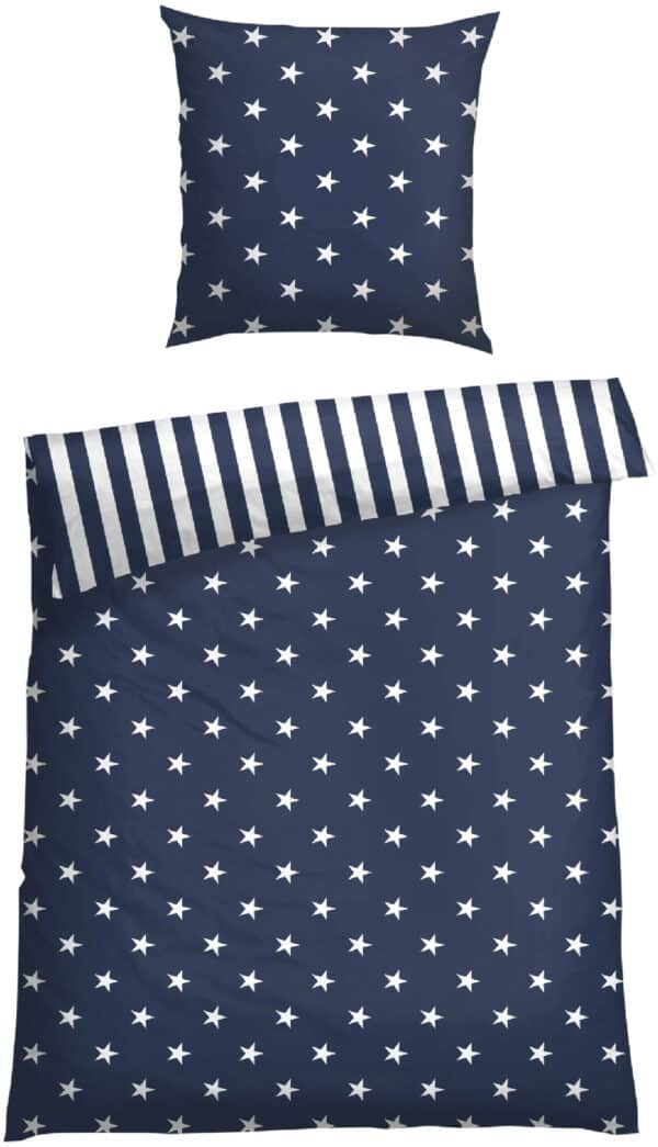 Schiesser Wendebettwäsche "Stars & Stripes aus weicher Baumwolle mit Sternenprint"